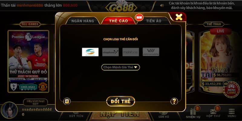 Hướng dẫn rút tiền tại GO88 bằng thẻ cào